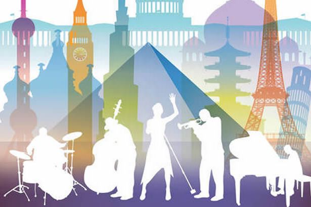 jazz jazz imagery with musician silhouettes